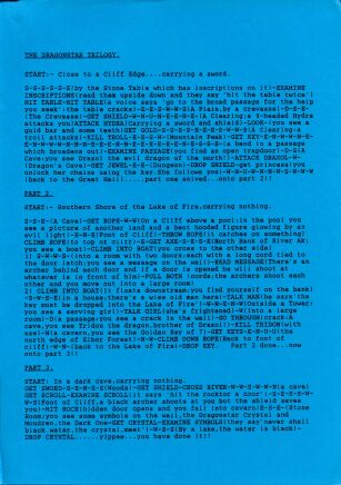 Dragonstar Trilogy, The (hint sheet only) (Gordon Inglis Games) (ZX Spectrum) (Contains Hint Sheet)