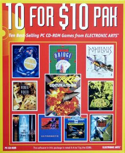 10 for $10 Pak (Extreme Pinball; Grand Slam Bridge II; Populous II: Trials of the Olympian Gods; PowerPoker; Seal Team; Strike Commander; The Complete Ultima VII; Ultrabots; Wing Commander II: Vengeance of the Kilrathi Deluxe Edition; Chuck Yeager's Air Combat)