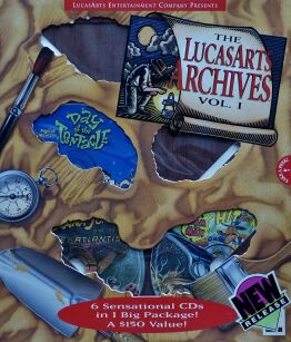 LucasArts Archives, The: Volume I (Star Wars: Rebel Assault Special Edition, Maniac Mansion 2: Day of the Tentacle, Indiana Jones and the Fate of Atlantis, Super Sampler CD, Star Wars Screen Entertainment, Sam & Max Hit the Road) (IBM PC) (missing 3 CDs)