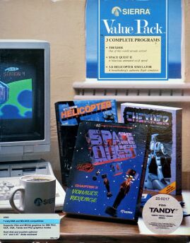 Sierra's Value Pack: Space Quest II: Vohaul's Revenge, Thexder, 3-D Helicopter Simulator (IBM PC) (missing Space Quest II manual)