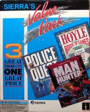 Sierra's Value Pack: Police Quest 2: The Vengeance, Manhunter 2: San Francisco, Hoyle Official Book of Games Volume I (IBM PC) (missing Police Quest 2 manual)