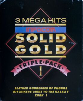 3 Mega Hits Infocom Solid Gold Triple Pack 1: Leather Goddesses of Phobos, Hitchhikers Guide to the Galaxy, Zork I (Coverslip) (IBM PC)
